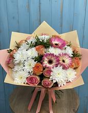 Букет цветов из:  Розы, Герберы и Хризантемы в Старо-Щедринской