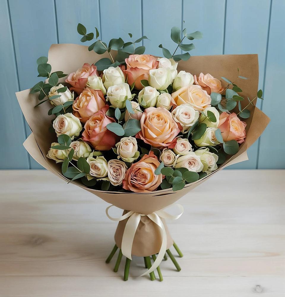 Букет цветов из: Альстромерии и Розы в Старо-Щедринской