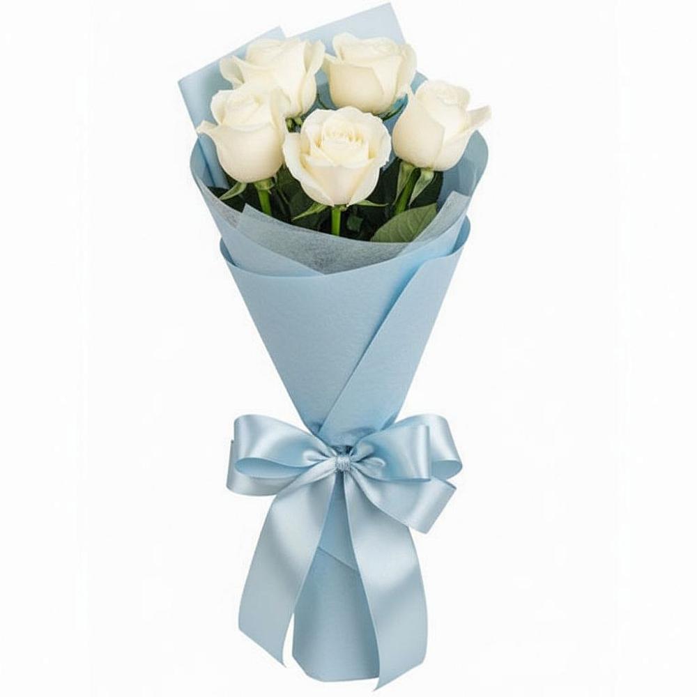 Букет 5 Белых роз Проуд в Старо-Щедринской