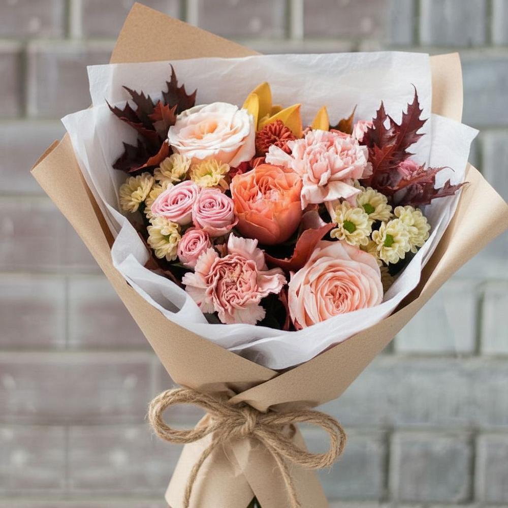 Букет цветов из: Гвоздики, Хризантемы и Розы в Старо-Щедринской