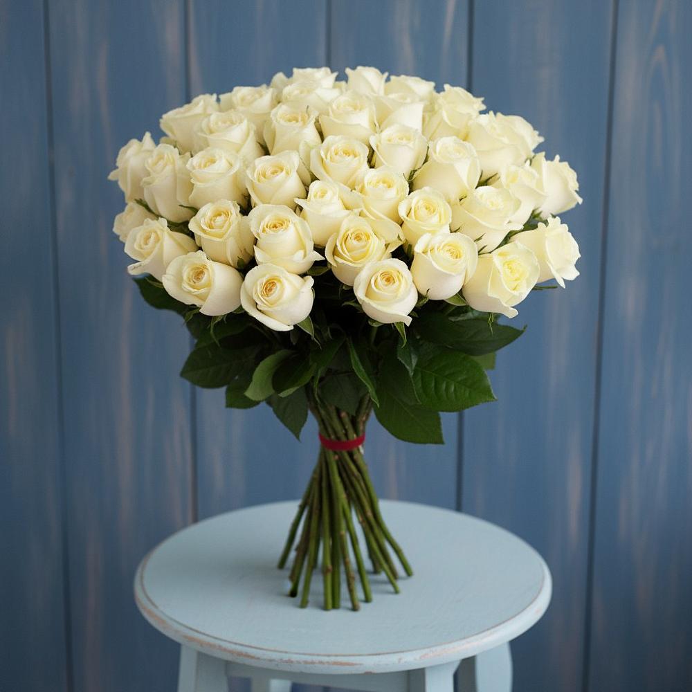 Букет 51 Белая роза Эдлесс Лав в Старо-Щедринской