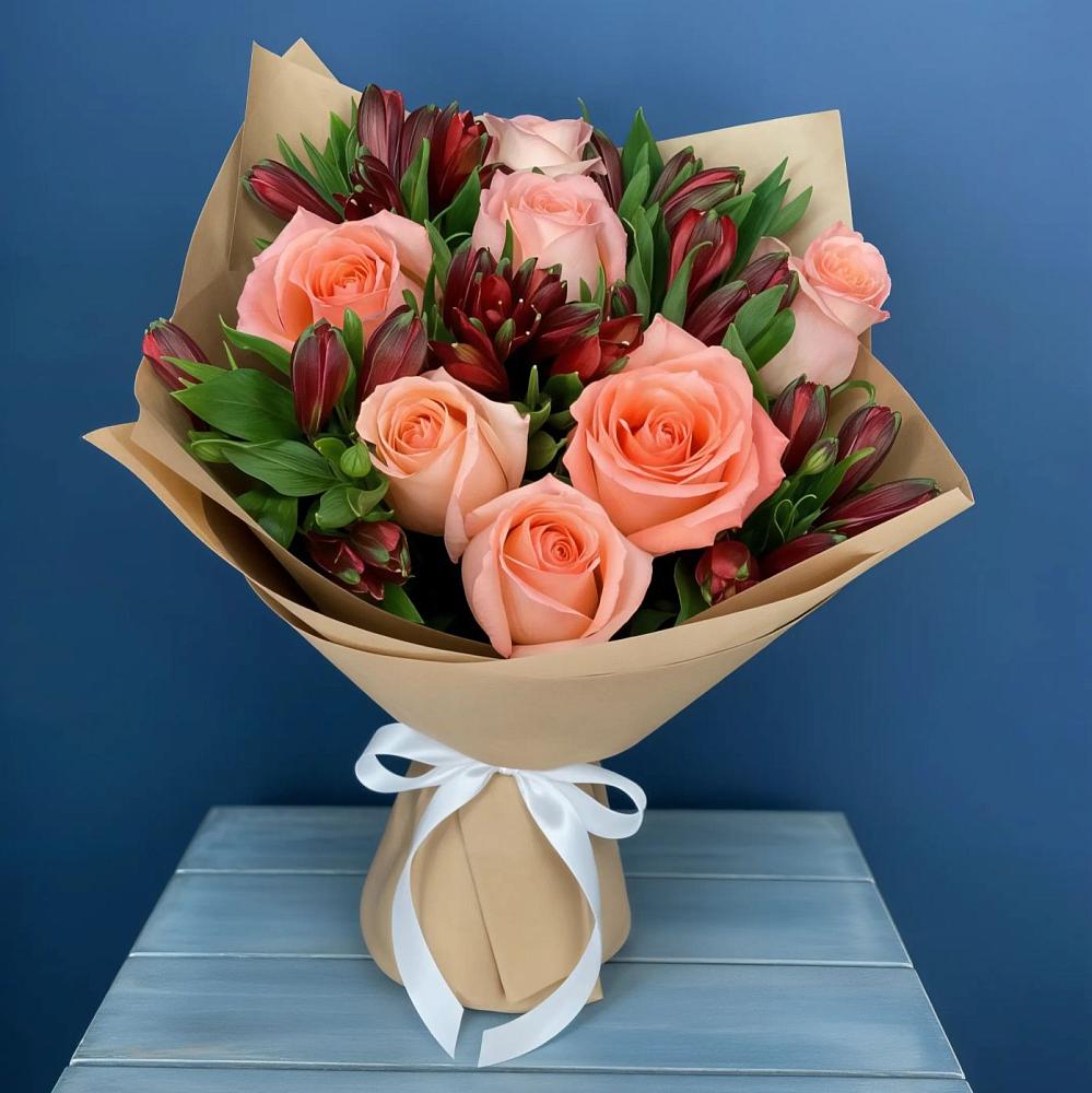 Букет цветов из: Розы и Альстромерии в Старо-Щедринской