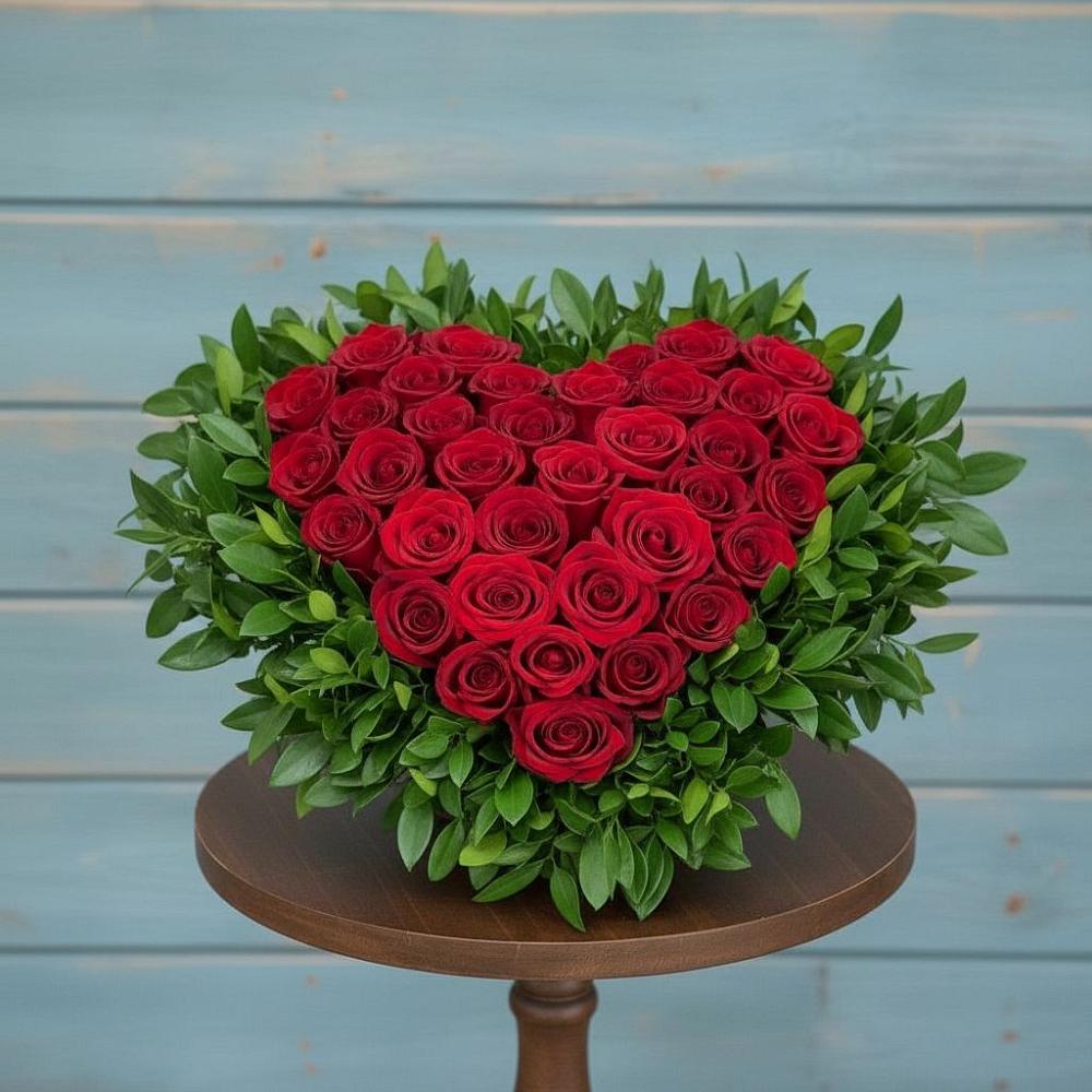 Цветочная композиция из Розы в виде сердца в Старо-Щедринской