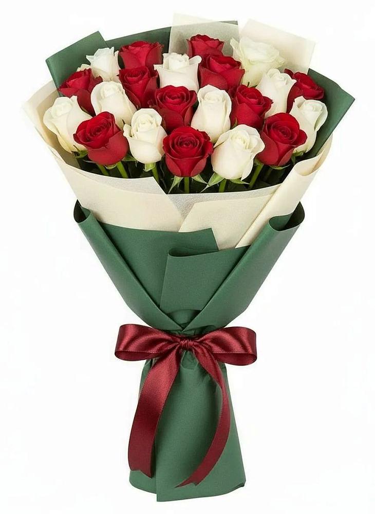 Букет Микс из красных и белых роз в Старо-Щедринской