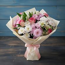 Букет цветов из:  Хризантемы, Альстромерии и Розы в Старо-Щедринской