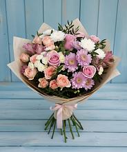 Букет цветов из:  Хризантемы, Розы и Альстромерии #REPLACE_PRED# Старо-Щедринской