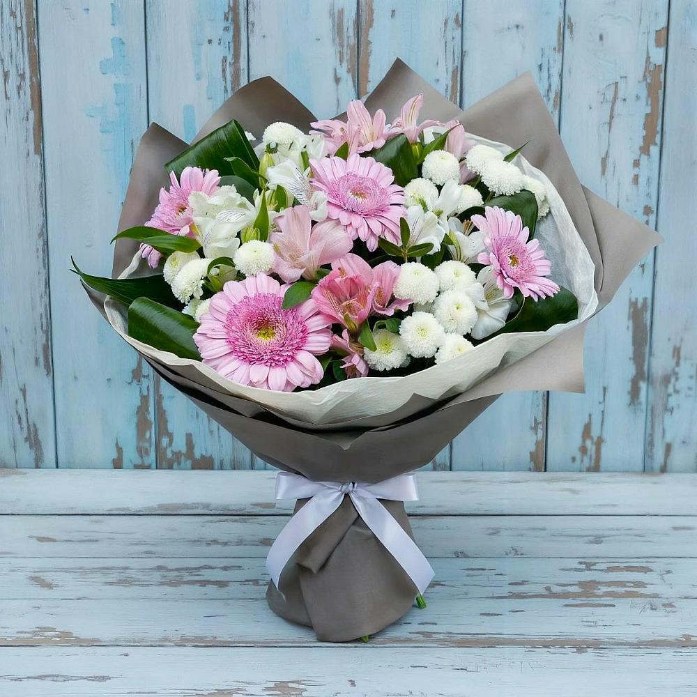 Букет цветов из: Герберы, Альстромерии и Хризантемы в Старо-Щедринской