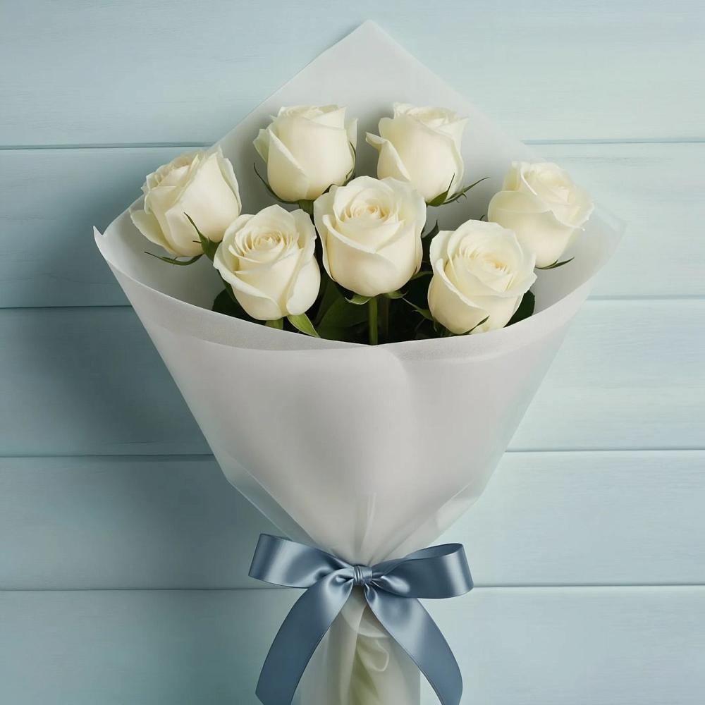 Букет 7 Белых роз Эдлесс Лав в Старо-Щедринской